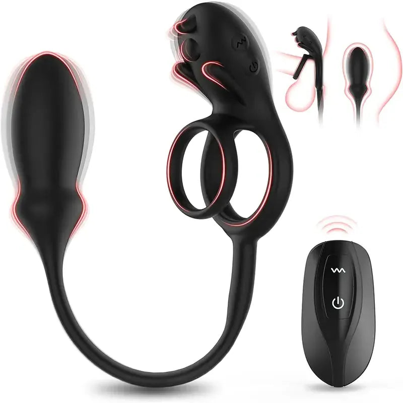 3-in-1 Vibrating Cock Ring &amp; Anal Plug