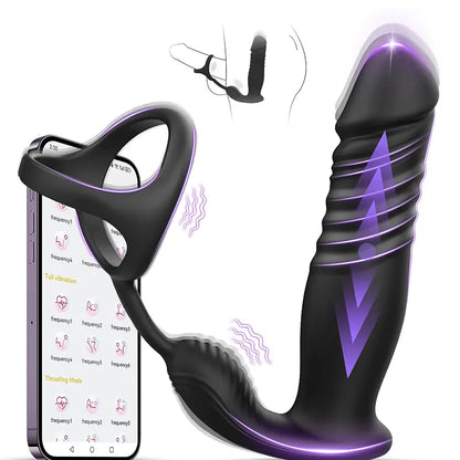 3-in-1 APP Insertion Vibrating Penis Ring