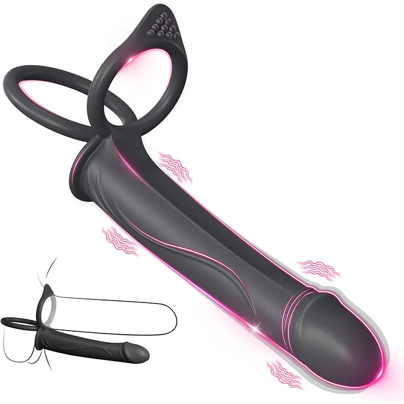 Strap-On Anal Dildo With Vibrating Penis Ring