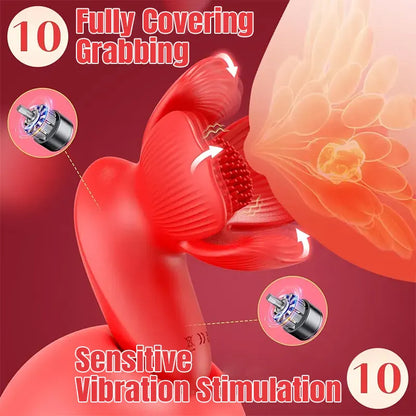 Rose-Shaped Nipple Vibrator with 10 Modes