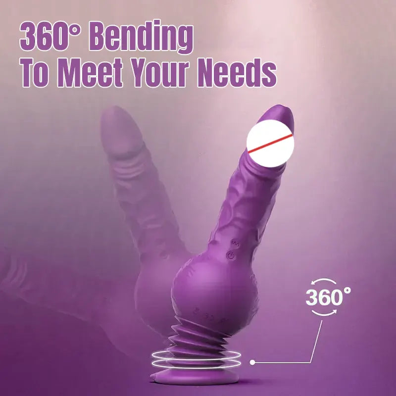 Thrusting &amp; Vibrating Silicone Dildo