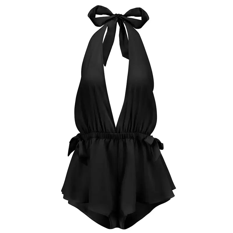 Deep_V-Neck_Bow_Neck_Bodysuit