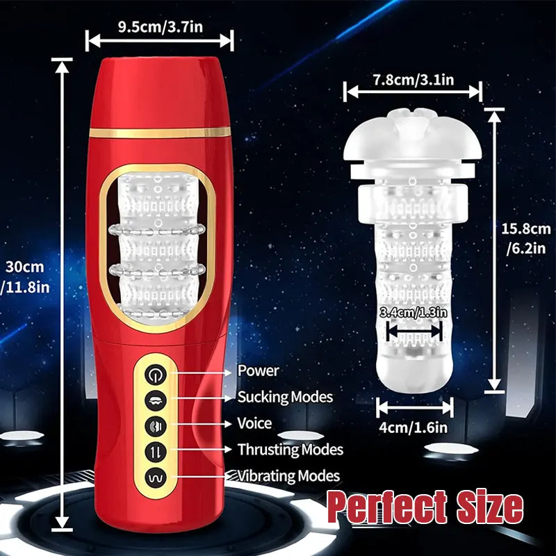 Multiple Sucking Retractable Male Masturbator Cup