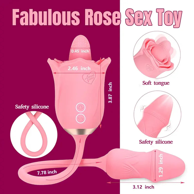 Sensual Pleasure Tongue Licking Vibrating Rose Toy