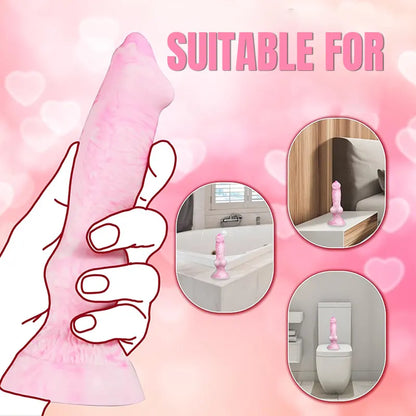 Fantasy Monster Colorful Creature Thin Pink Dildo