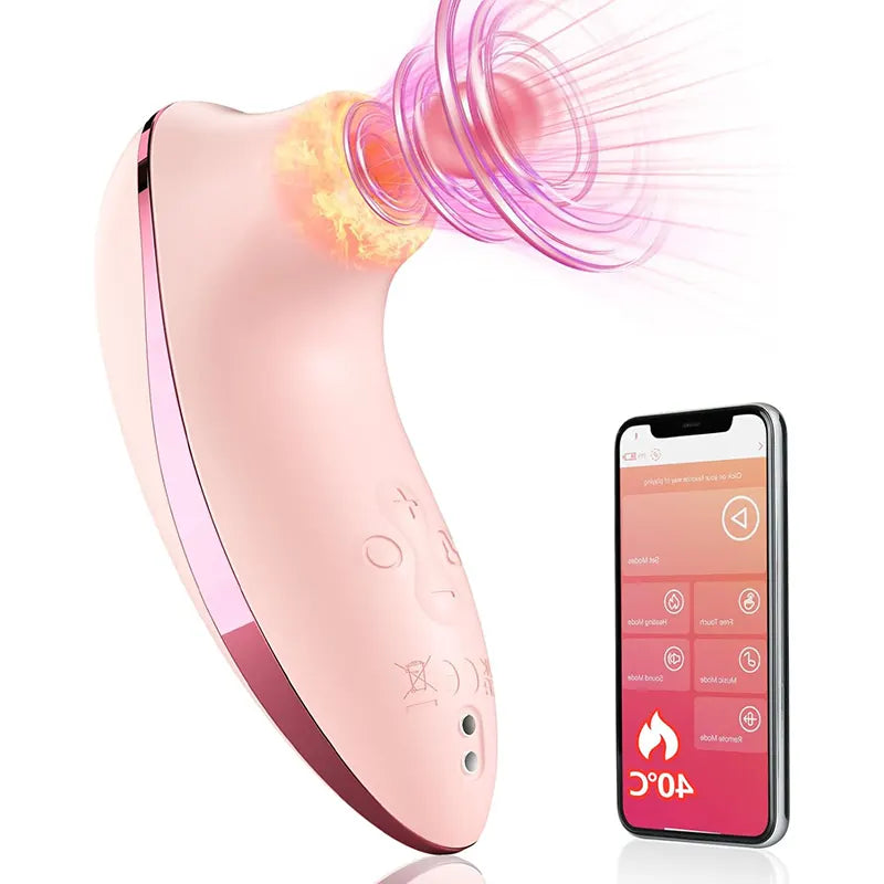 Heated Pulse Suction Cup Remote Clitoral Vibrator