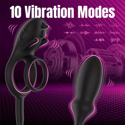 3-in-1 Vibrating Cock Ring &amp; Anal Plug