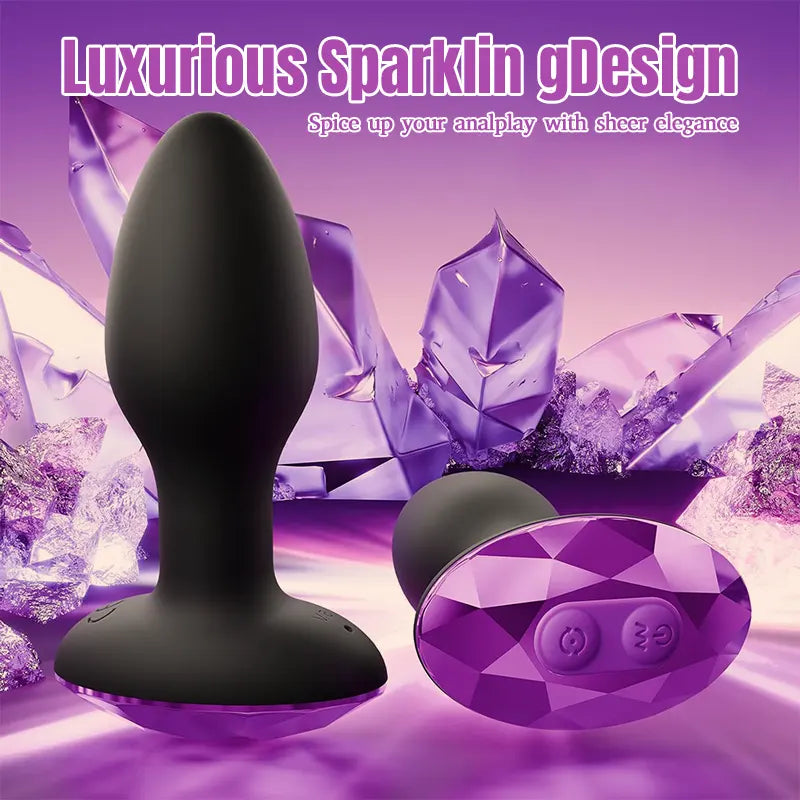 Purple Diamond Vibrating Anal Plug