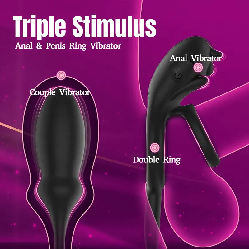 3-in-1 Vibrating Cock Ring &amp; Anal Plug