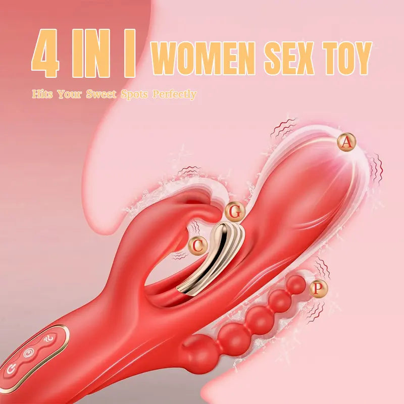 Realistic 4-in-1 Vibrating Anal &amp; Vaginal Dildo with Suction