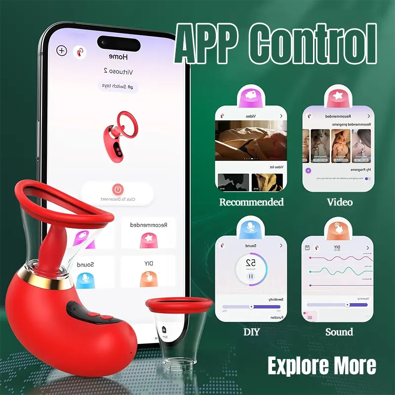 Wireless App-Controlled Clitoral &amp; Nipple Licking Stimulator