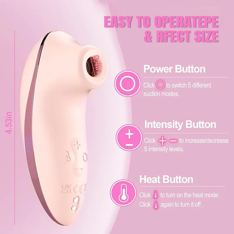 Heated Pulse Suction Cup Remote Clitoral Vibrator