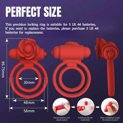 Rose Vibrating Penis Ring for Couples