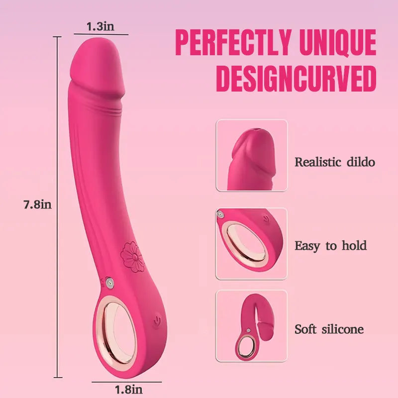 Curved Silicone Vibrating Dildo with 10 Modes