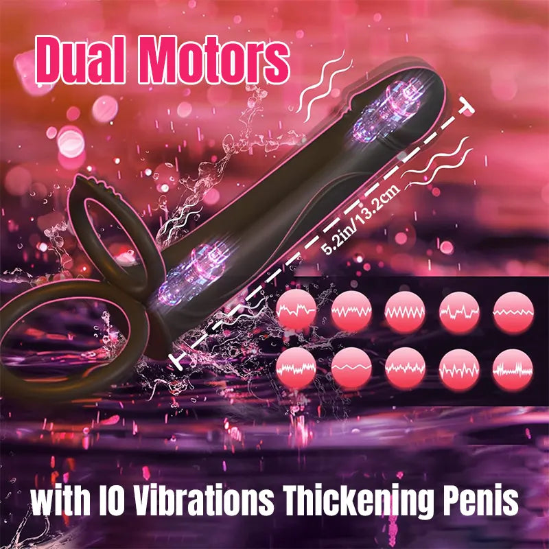 Strap-On Anal Dildo With Vibrating Penis Ring