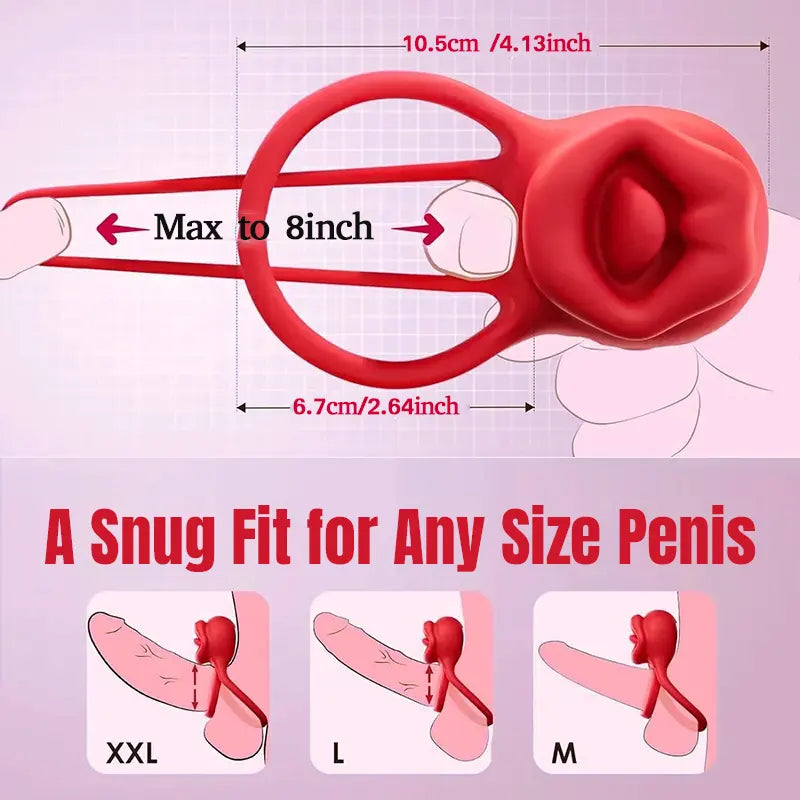 3-in-1 Vibrating Cock Ring with Tongue Licking