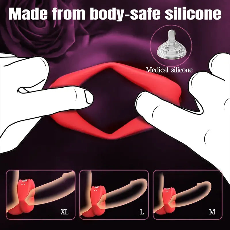 Red Lips Clitoris Vibrating Penis Ring