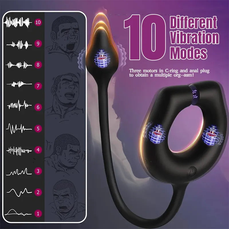 Magnetic Cock Ring with 10 Vibrations