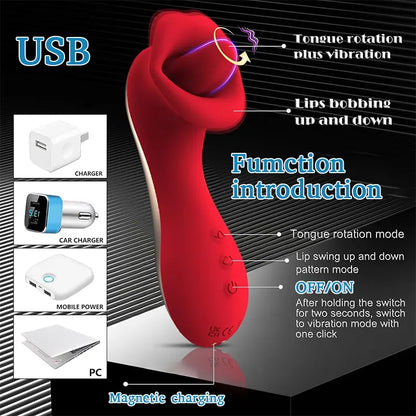 Mini Red Tongue Vibrating Masturbator