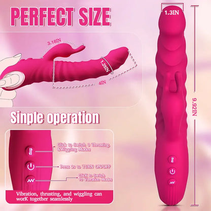 3-in-1 Thrusting Rabbit Vibrator with Clitoral and G-Spot Stimulation