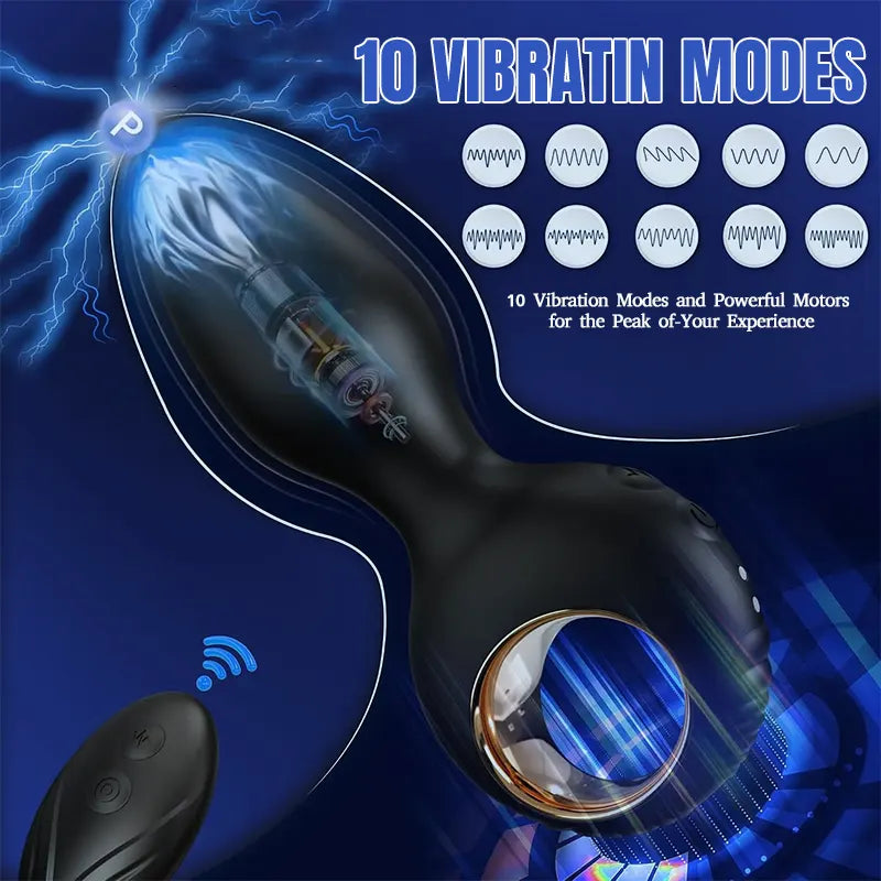 Remote-Controlled Vibrating Anal Plug with 10 Modes