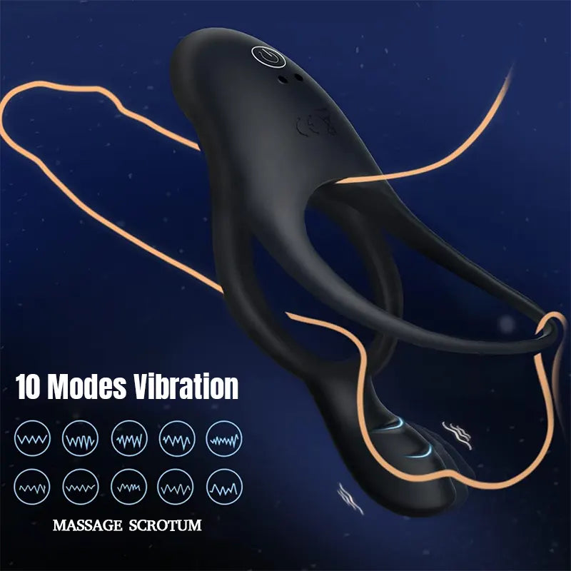 3 in 1 Couples Vibrating Silicone Penis Ring