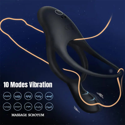 3 in 1 Couples Vibrating Silicone Penis Ring