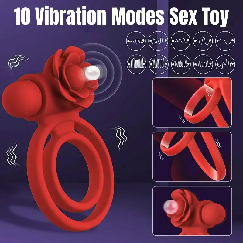 Rose Vibrating Penis Ring for Couples