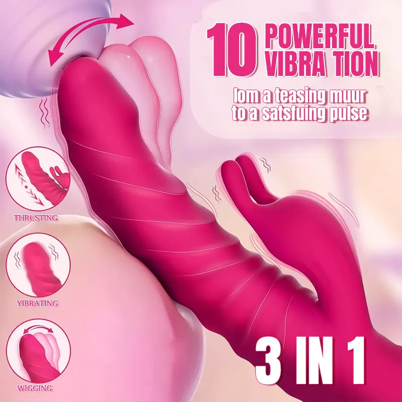 3-in-1 Thrusting Rabbit Vibrator with Clitoral and G-Spot Stimulation