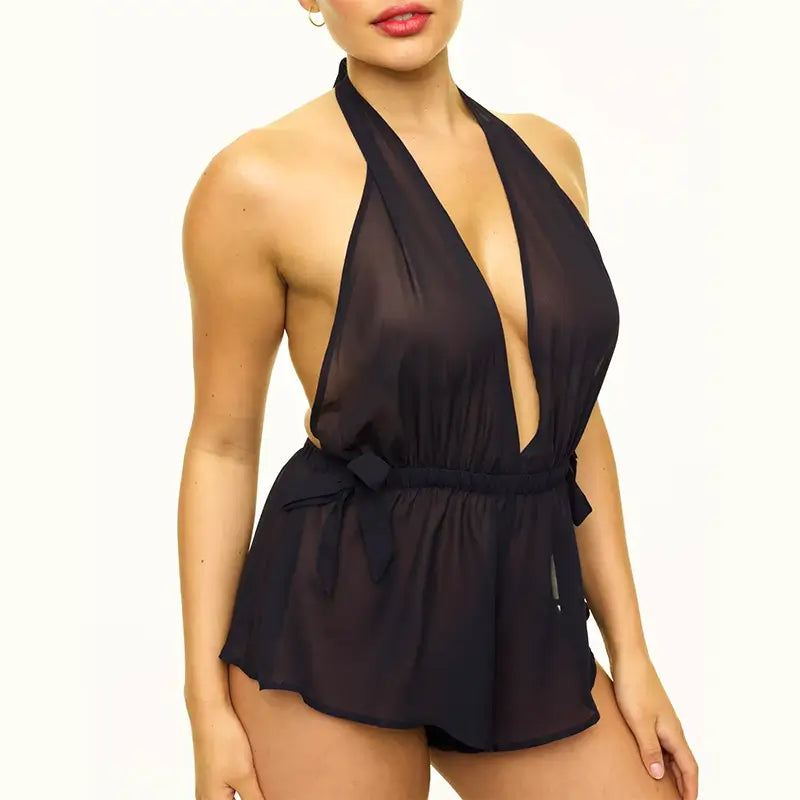 Deep_V-Neck_Bow_Neck_Bodysuit