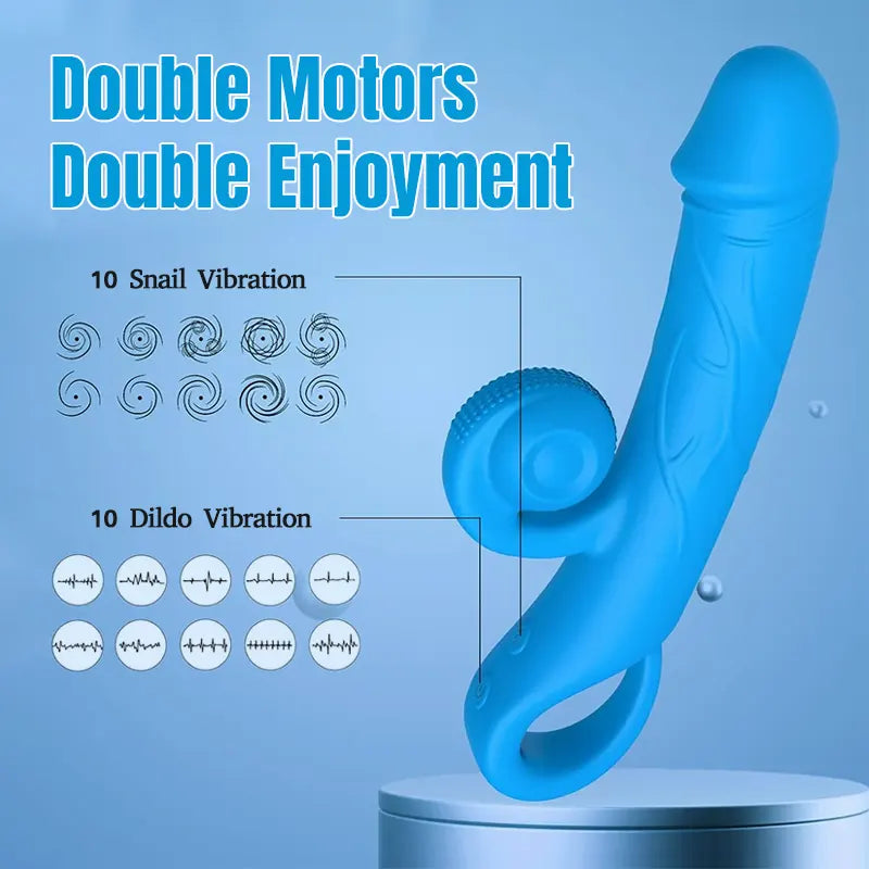 10-Function Clitoral &amp; G-Spot Vibrating Snail Dildo