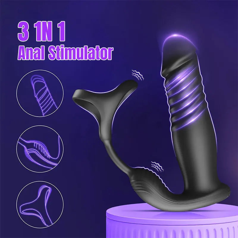 3-in-1 APP Insertion Vibrating Penis Ring