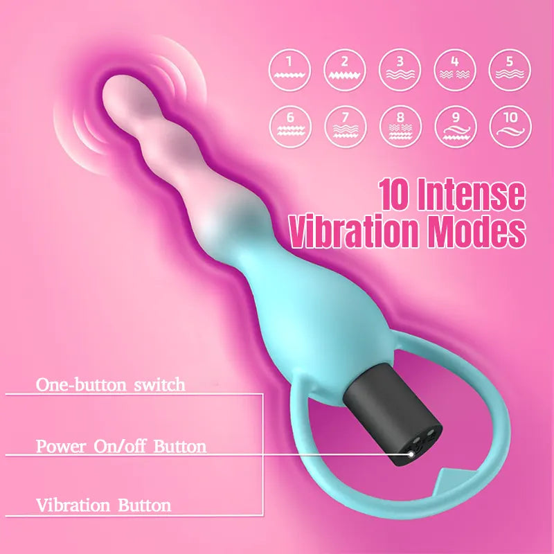 Colorful Flexible Silicone Vibrating Anal Beads