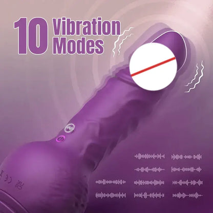 Thrusting &amp; Vibrating Silicone Dildo