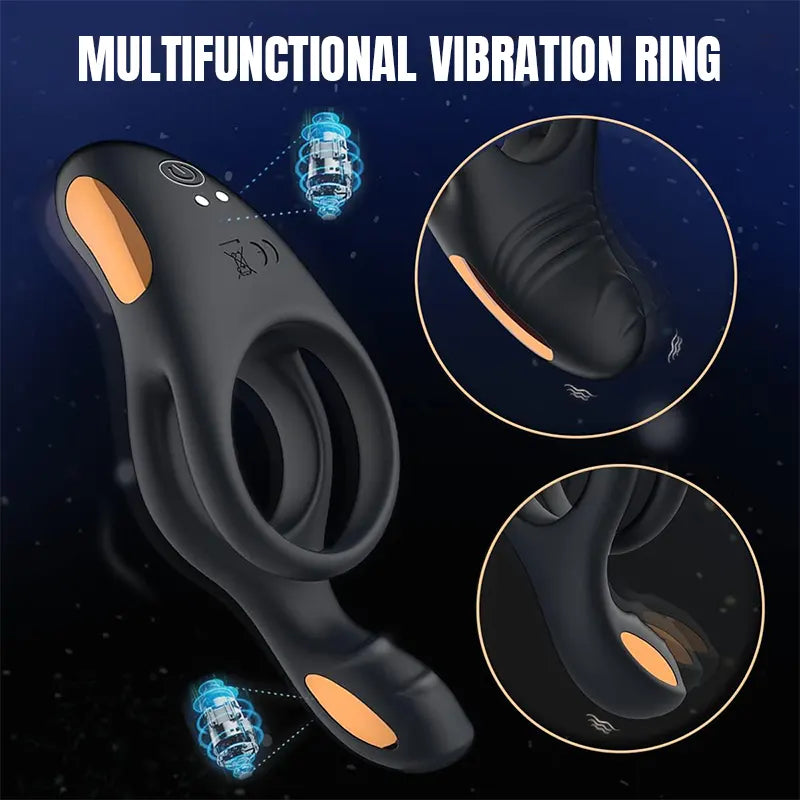 3 in 1 Couples Vibrating Silicone Penis Ring