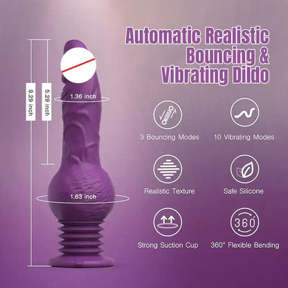 Thrusting &amp; Vibrating Silicone Dildo