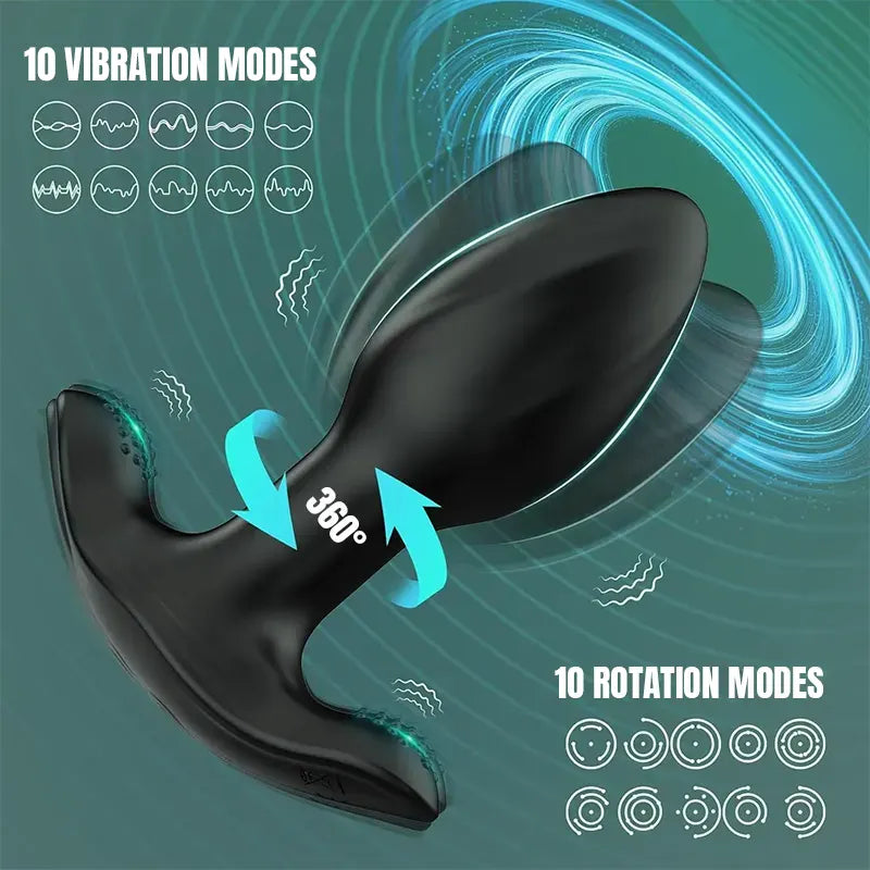 10-Mode Vibrating &amp; Rotating Anal Plug with Remote Control