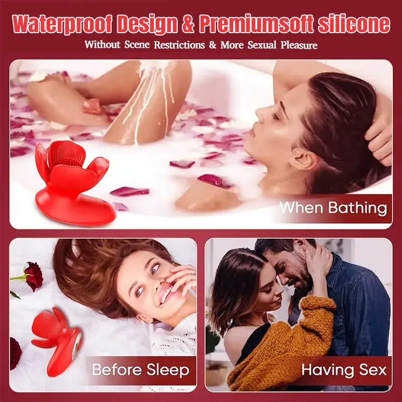 Rose-Shaped Nipple Vibrator with 10 Modes