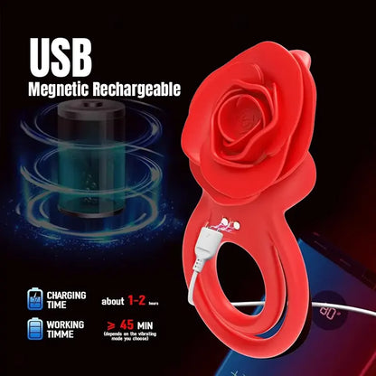 Rose Vibrating Cock Ring for Couples