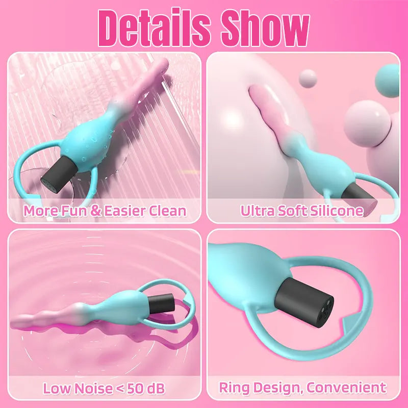 Colorful Flexible Silicone Vibrating Anal Beads