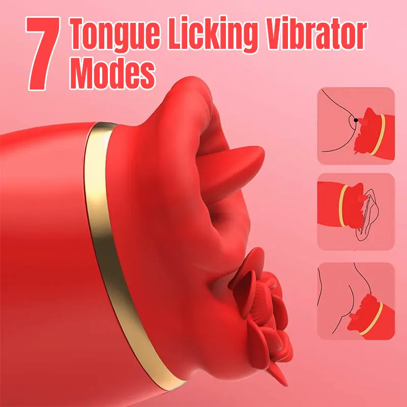 Rose Tongue Licking Handheld Vibrator