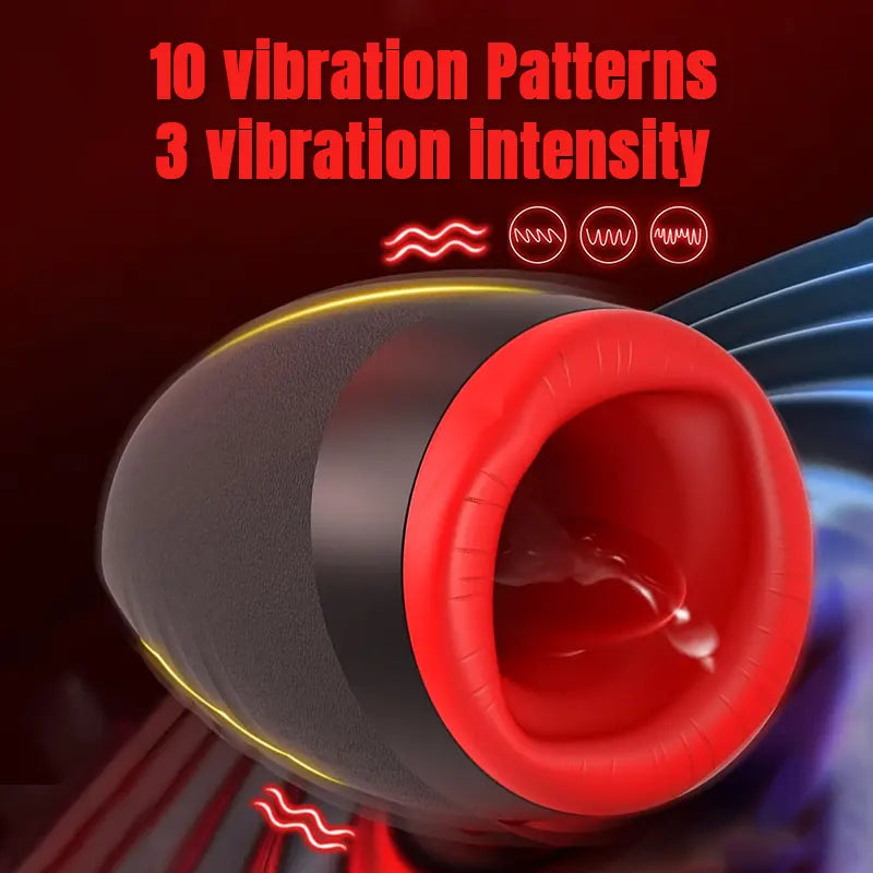 10-Frequency Oral Sex Simulation Heated Masturbator Cup