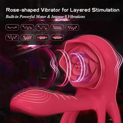 Rose Double Ring Vibrating Cock Ring - Inyarose