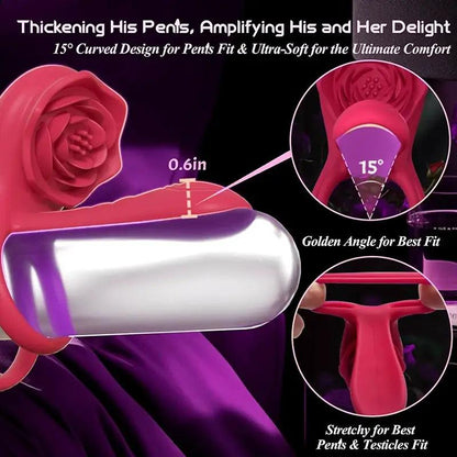 Rose Double Ring Vibrating Cock Ring - Inyarose