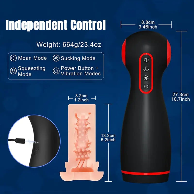 Dual-Motor Male Masturbator with 7 Sucking &amp; 10 Vibration Settings