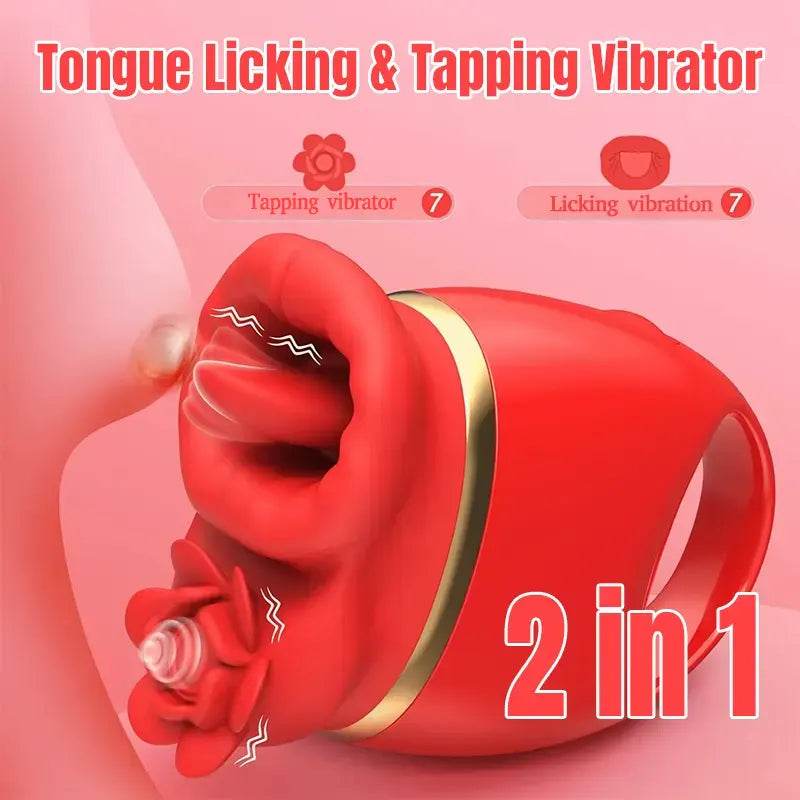 Rose Tongue Licking Handheld Vibrator